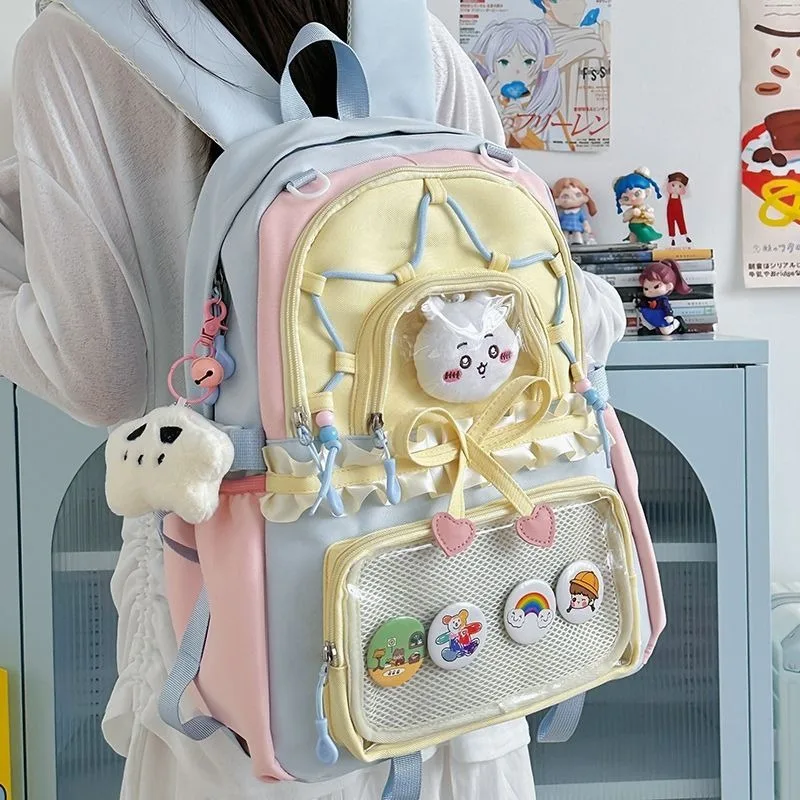 New Heart Shaped Knot Anime Ita Backpack Cute Girl Transparent Two-dimensional Knapsack High Capacity Otaku DIY Display Rucksack