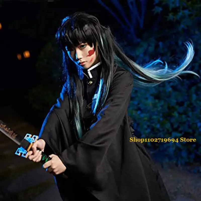 Tokitou Muichirou شيطان تأثيري القاتل كيميتسو نو يابا Tokitou Muichirou تأثيري حلي شعر مستعار موحدة مجموعة ملابس الهالوين