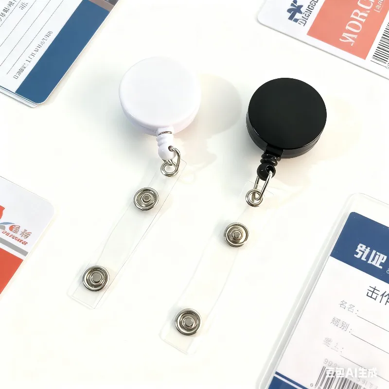 2Pcs/Set Retractable Badge Reels Keyring Retractable Wire 60cm Keychain ID Pass Card Clips Easy Pull Anti Lost Badge Reel Clip