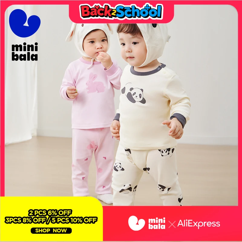 

Комплект термобелья Mini Bala из чистого хлопка для мальчиков и девочек, новинка весны 2025 года, детские пижамы