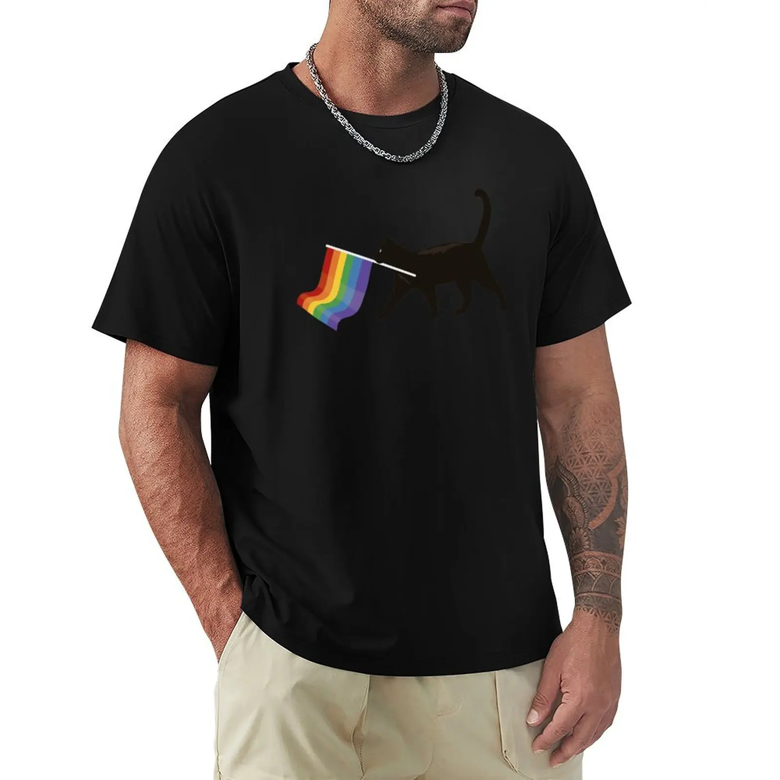 

a little gay cat friend! T-Shirt oversized t shirt clothes summer tops summer top t shirts for men cotton