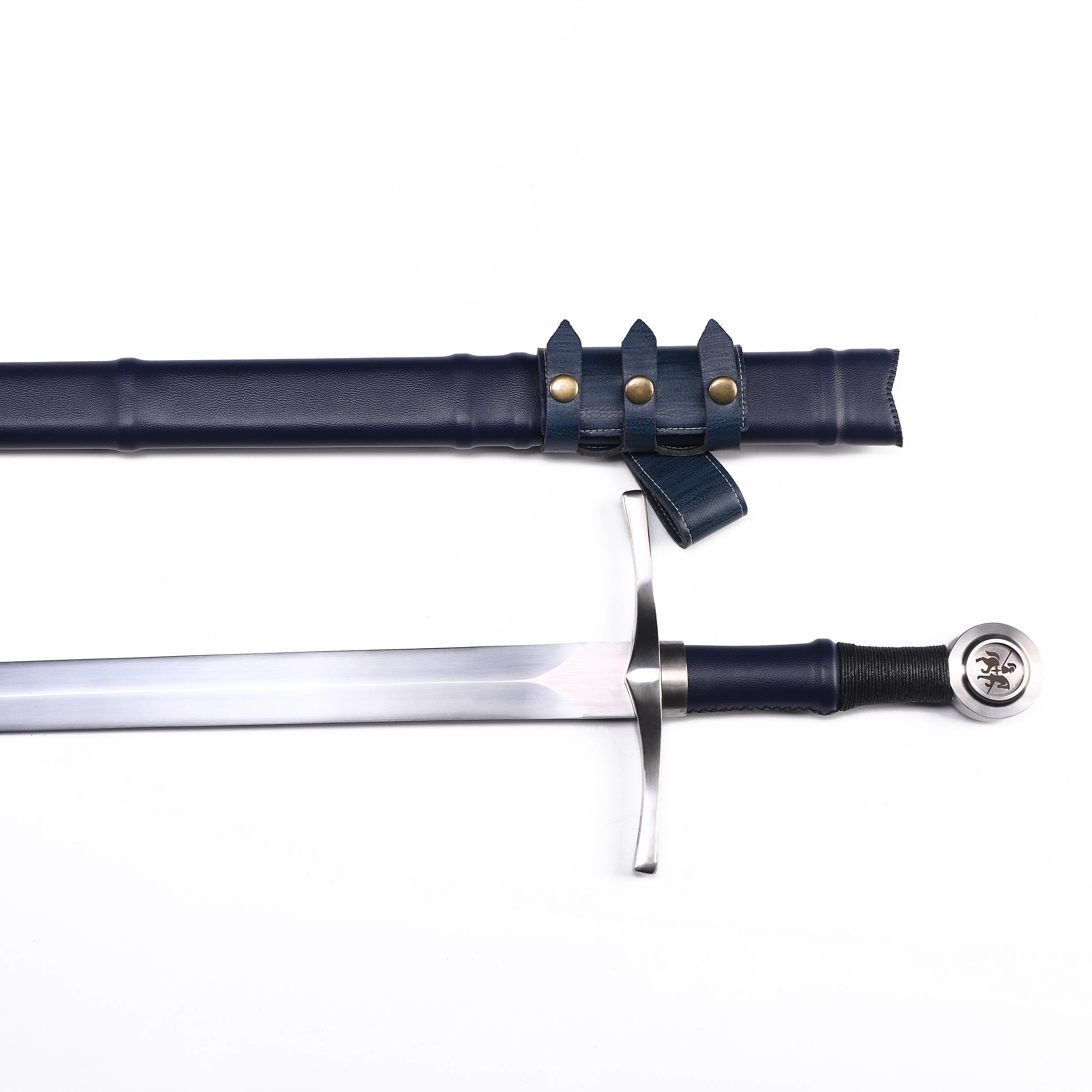 Medieval Blade Black Western Sword with Knight Motif Manganese Steel Blade Real Sword Supplied with Belt Total Length 37.9