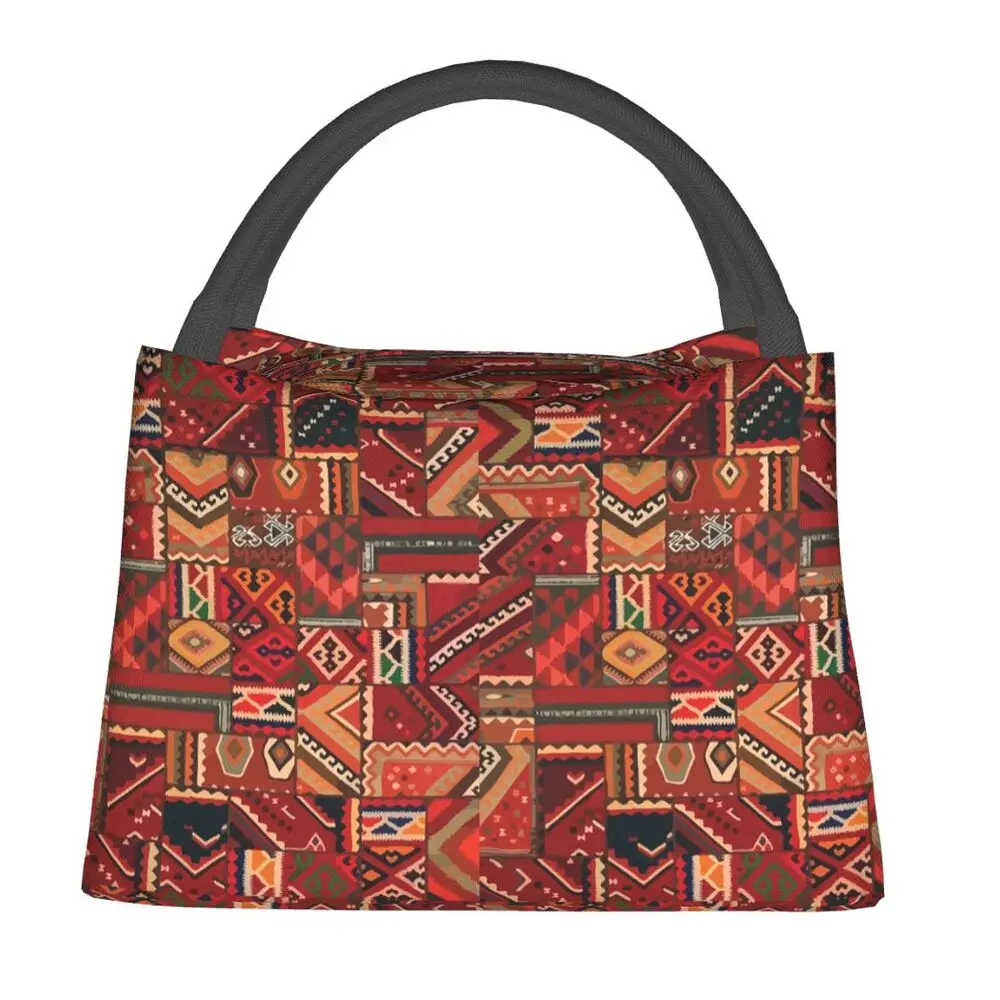 Amazigh Foutha Kabyle Mediterranean Berber Jewel Insulated Lunch Bag Storage Food Boxes Container Cooler Thermal Lunch Box Tote