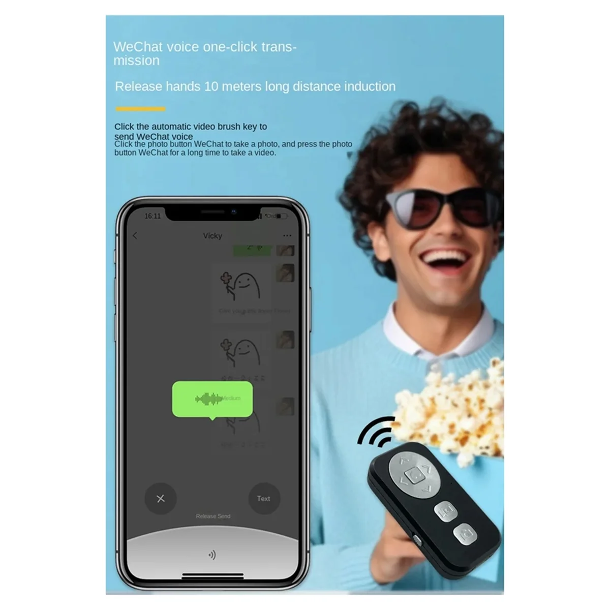 Durable For Tiktok Mobile Self Timer Zoom Function Remote Controller,