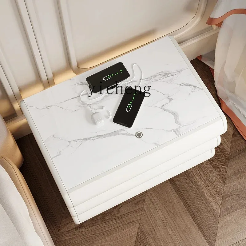 

Cream Style Bedside Table Light Luxury Advanced Sense New Style White Smart Wireless Charging Bedside Cabinet