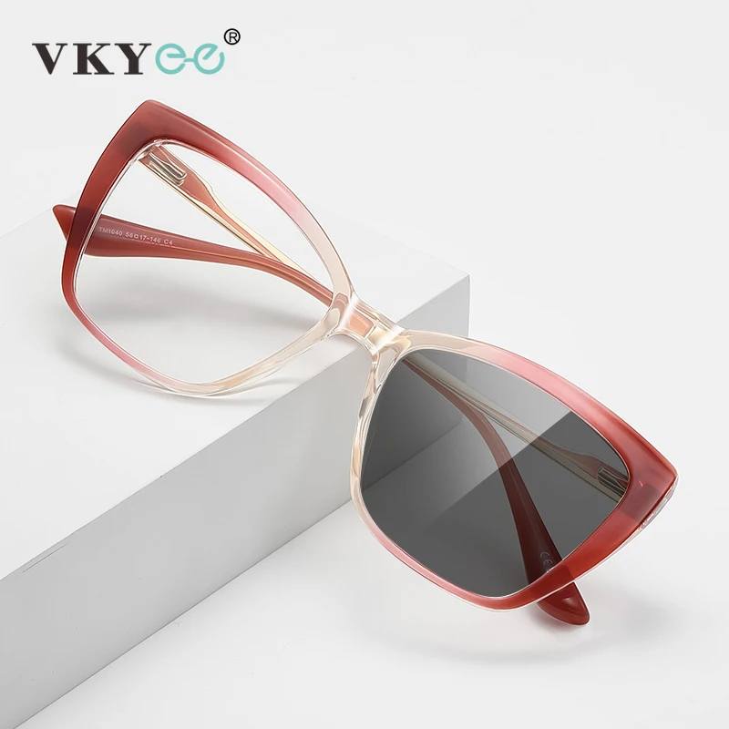 

VKYEE New Large Frame Butterfly Fashionable and Unique Design Anti-Blue Light Photochromic Glasses Customizable Prescription