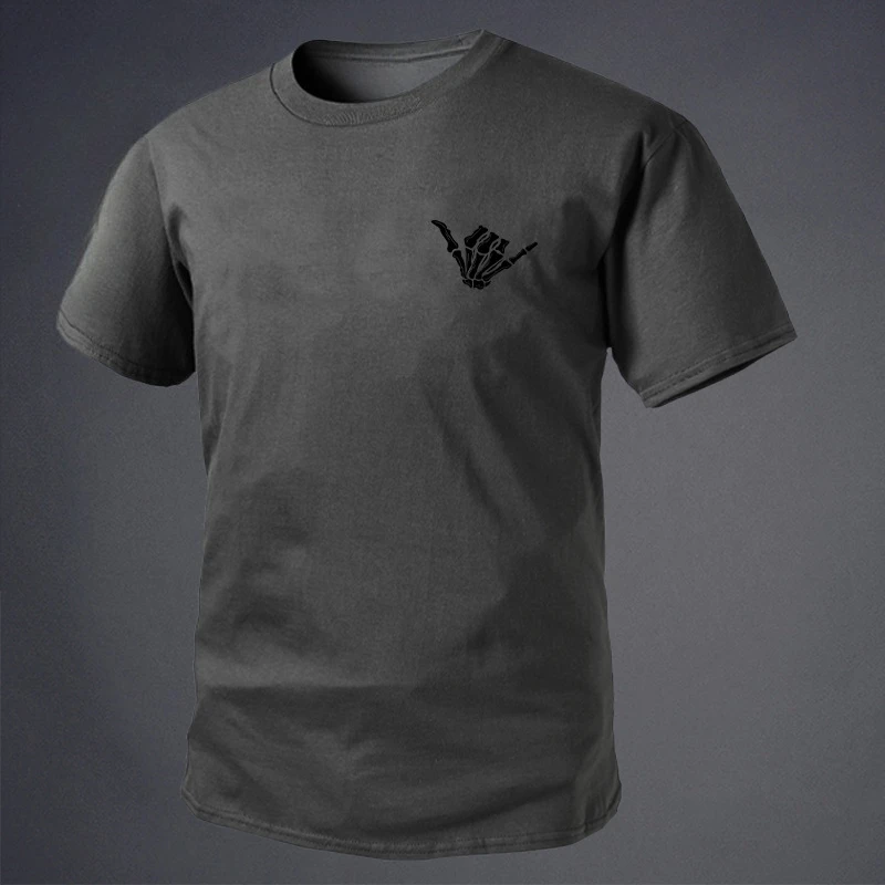 Hardman Club Tactical Hand Gestures Military Style Short-Sleeved T-Shirt Fan of Military Affairs Style 666 Finger Bone Series