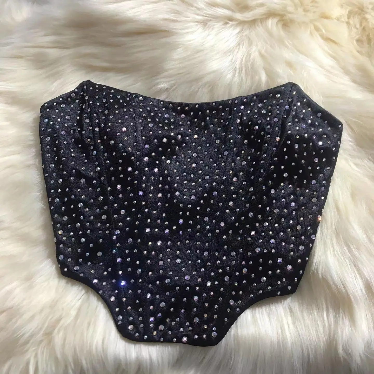 

Faionable Fibone ort Tank Top Women's Bandage Vest Summer Diamond Embellied Bustier Vest Sli Trendy