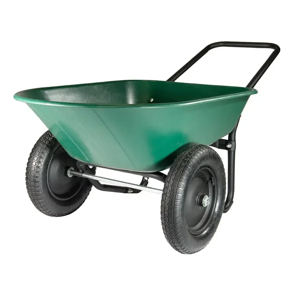 

Yard Rover 2 Tire Wheelbarrow Utility Cart for Garden Green Ideal for residential gardening and landscaping