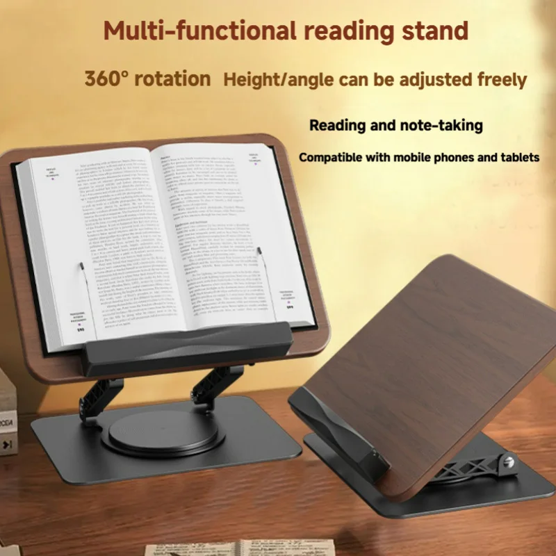 Wood Grain Reading Bookshelf, Children's desktop Bookshelf, Multi-Functional Tablet Stand with Adjustable Height and Angle