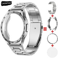 Kit de modificación 4 en 1 para Samsung Galaxy Watch 6 Classic 43mm 47mm correa de Metal de acero inoxidable funda de TPU película protectora de bisel