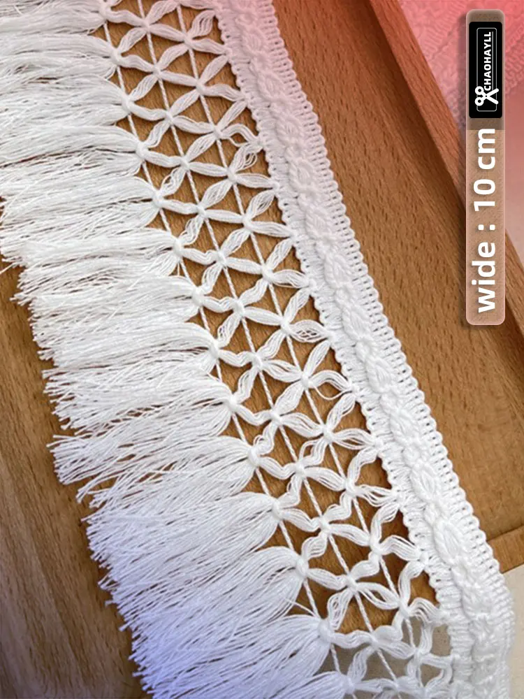 1yard 10CM Wide White Cotton Mesh Lace Trimmings Fringes Braid for Decor Wedding Dress Fabric Sewing Accessories Supplies Crafts