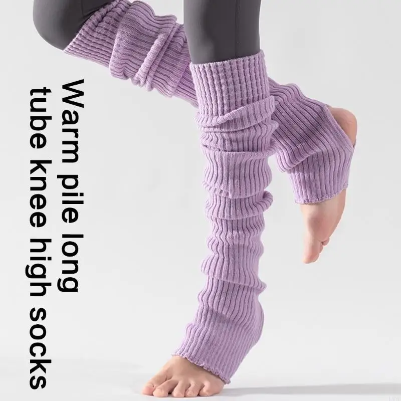 L5YC Stylish Womens Over Knee Ribbed Knit Ultralong Footless Socks Leg Warmers Thigh High Warm Stockings Hosiery