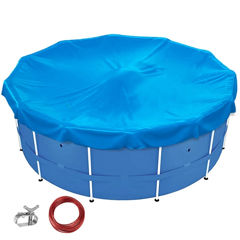 Couverture de piscine solaire pour piscines hors sol, chauffe-piscines rondes de 18 pieds, couverture de bain à remous pour intérieur, facile à utiliser, bleu