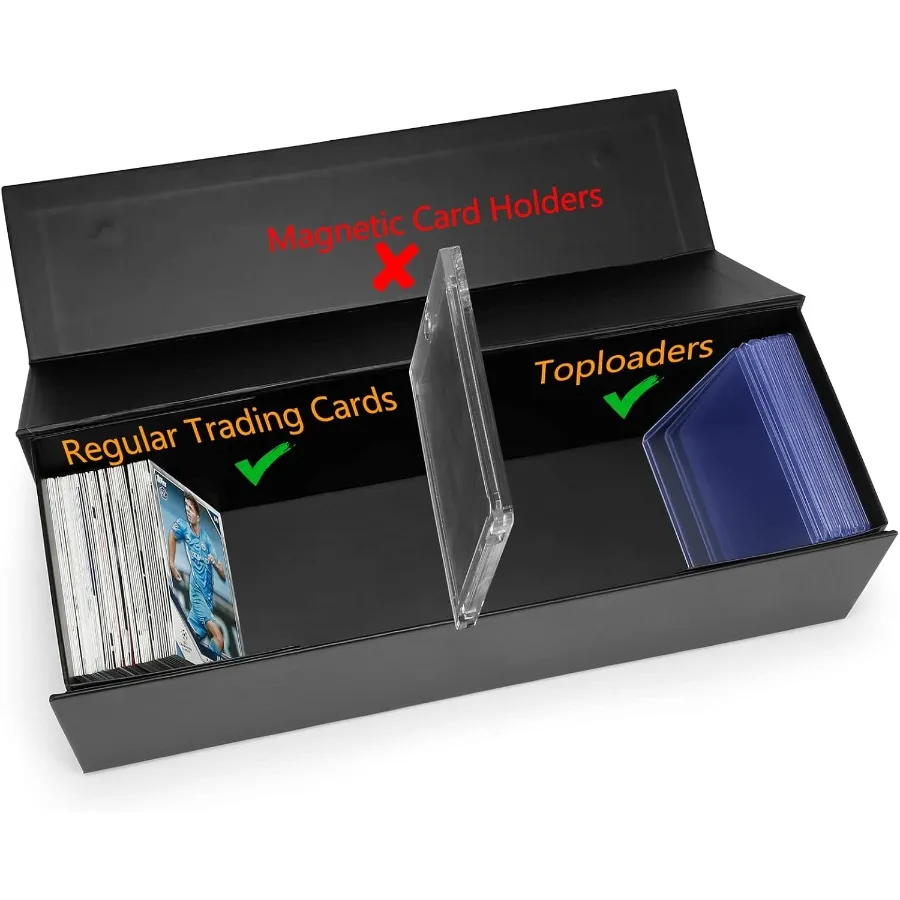 1 Pack Trading Card Toploader Box Baseball Card Storage Box Holds 800 Cards 200 Toploaders Magnetic Lid Fits Football Basketbal