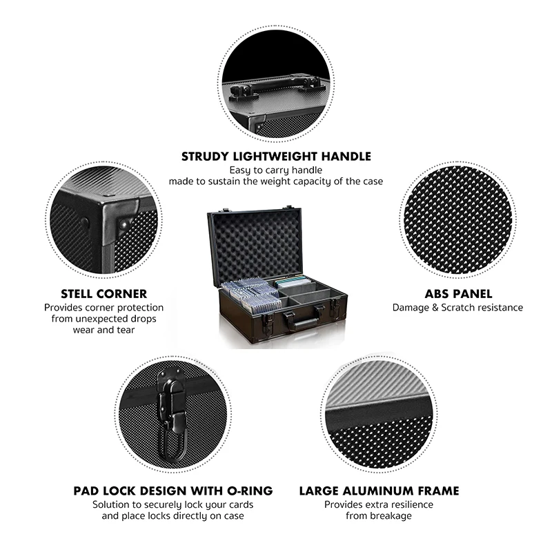 Aluminum Alloy Trading Card Storage Box, 6 Rows Trading Card Case For Sports Card Holders Toploaders Storage Case