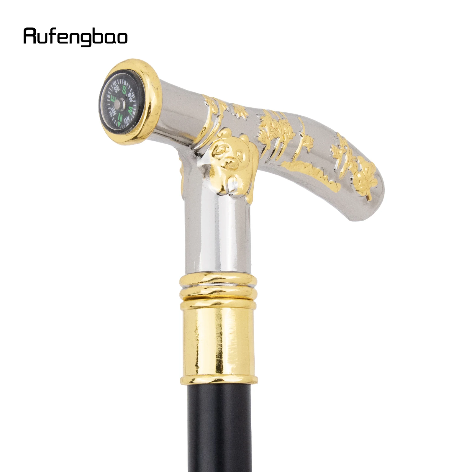 الأبيض الذهبي الباندا البوصلة عصا قصب المشي شهم أنيقة تأثيري قصب مقبض Crosier أداء المرحلة قصب 92 سنتيمتر