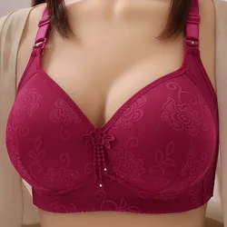 Mum New Jacquard Underwear Mum Large Size Brassiere Female Comfortable Gathering Underwear Mother Soft Non-steel Ring Underwear