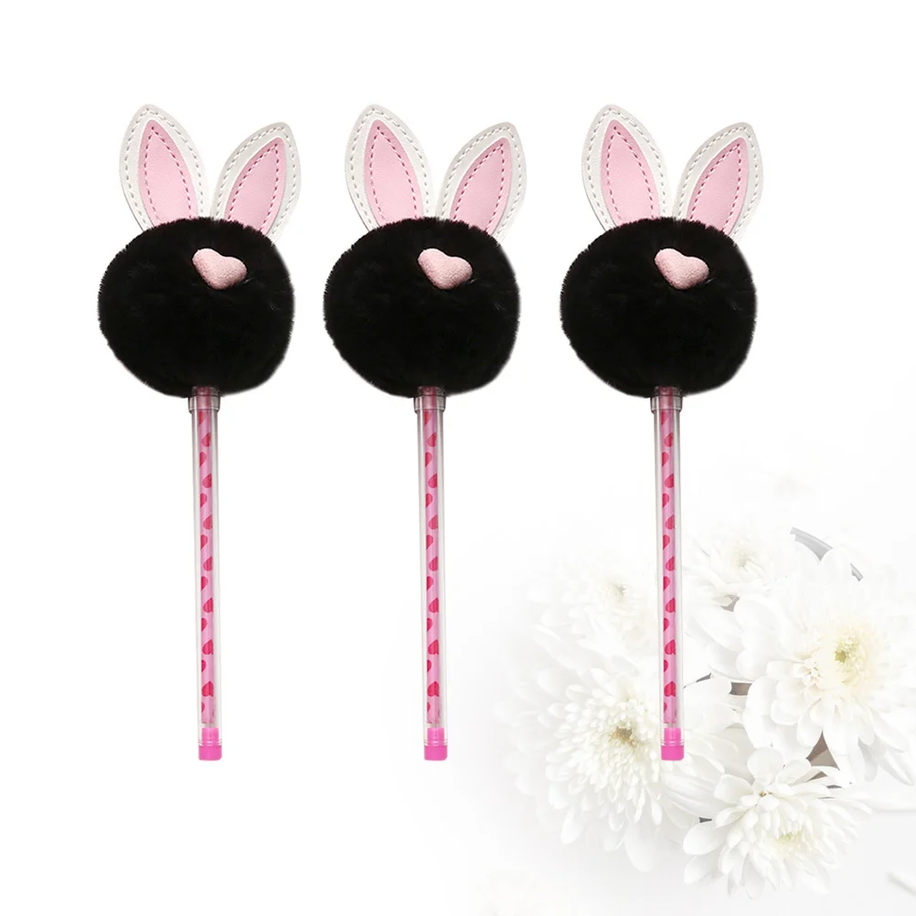 3Pcs 0.5mm Black Gel Pens Neutral Rabbit Ear Design Smooth Writing Ink Pens for Note Making Gifts Children Students