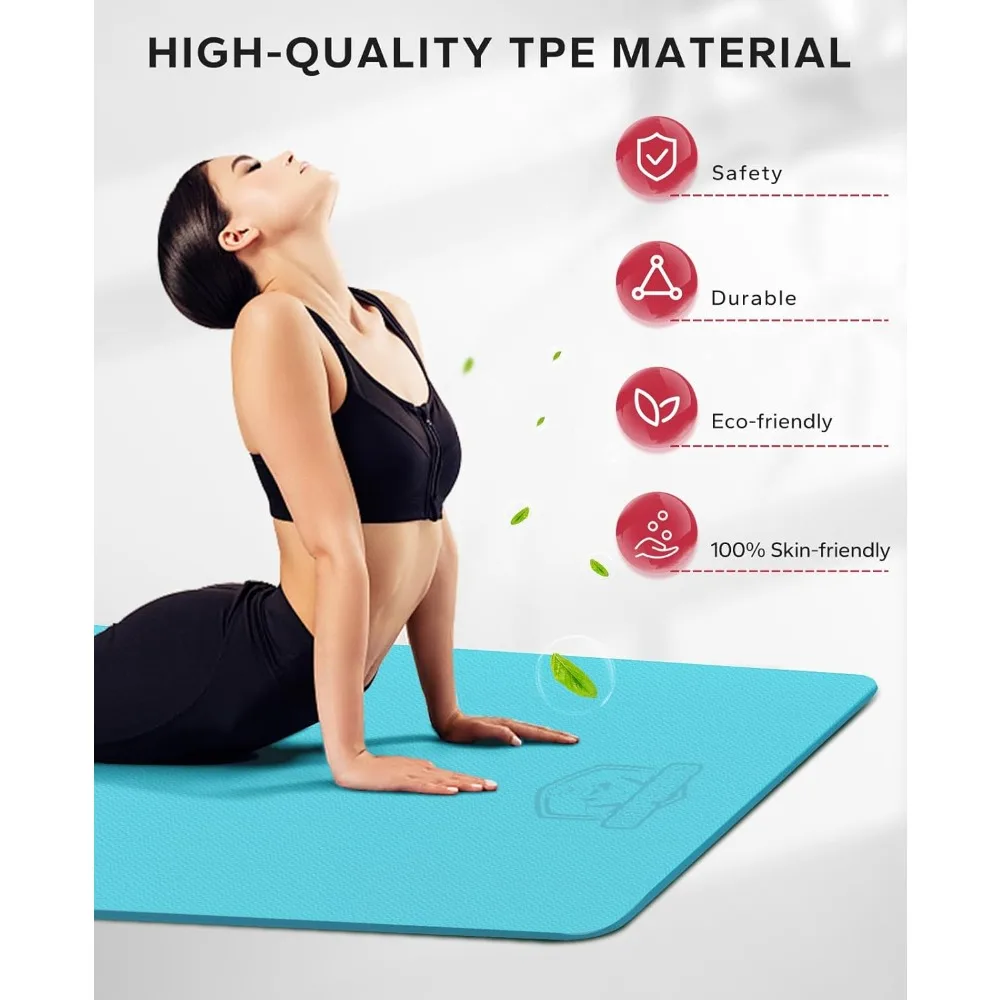 Extra Large Non-Slip Yoga Mat 72x48 Inch TPE Eco-Friendly Exercise Mat for Home Workouts Pilates Stretching