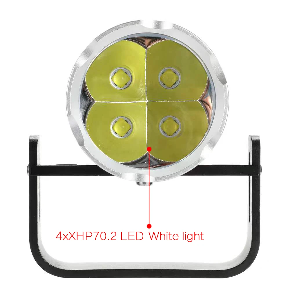 プロの水中ランプ,写真ビデオライト,LEDダイビング懐中電灯,防水戦術懐中電灯,200m, 4 x xhp70.2