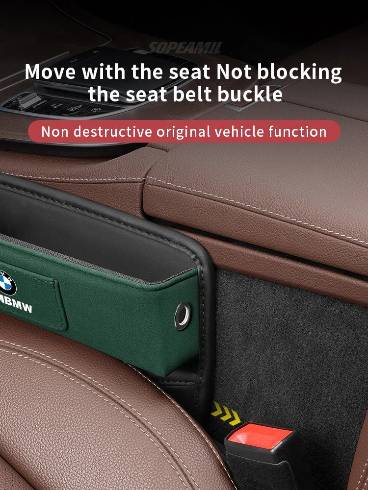 BMW M X1 X3 X5 X6 X7 M3 M4 M5 F10 F15 F25 F30 E36 E39 E46 E60 Suede Car Seat Crevice Storage Box Seat Gap Slot Card Holder Case