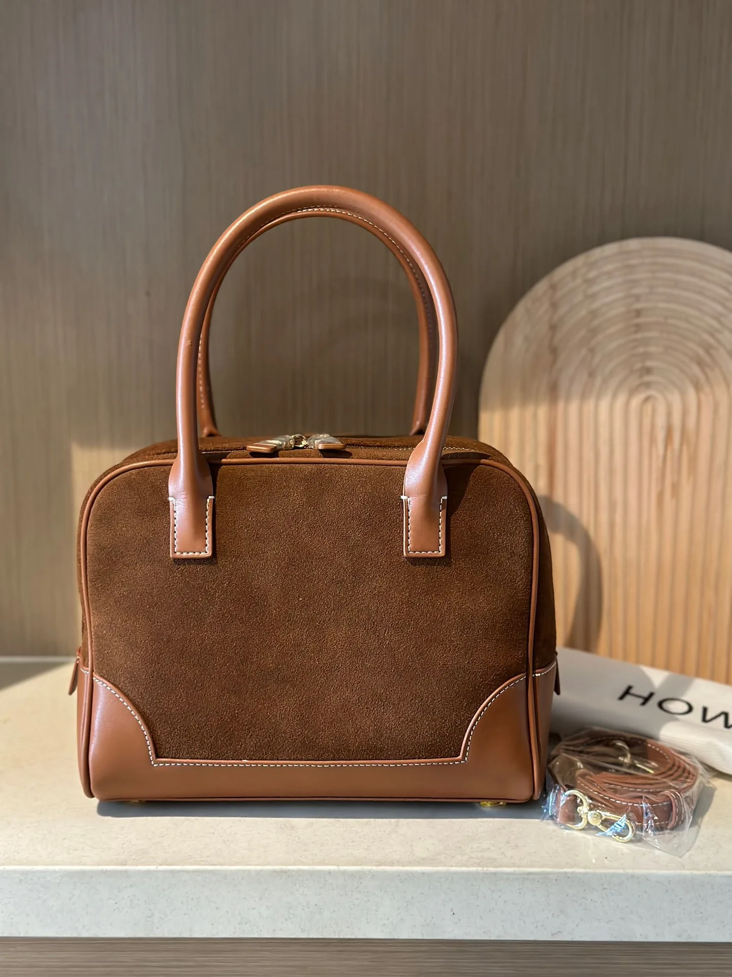 

High Quality Leather Vintage Boston Handbag For Women Brown Color Top-handle Female Travel Shopping Purse Ladies Work Tote Bag