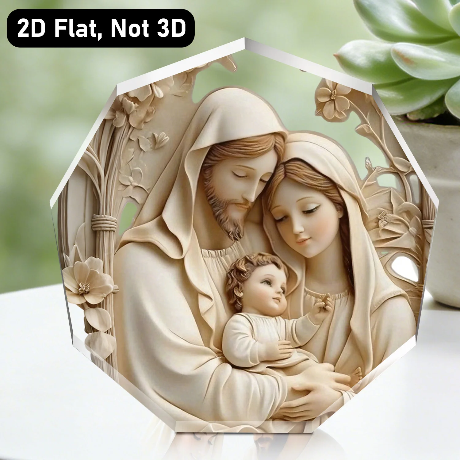 Holy Night Scene Acrylic Ornament - Virgin Mary & Jesus Christ Religious Charming Church Desktop  Plaques & Signs, Easter Gifts