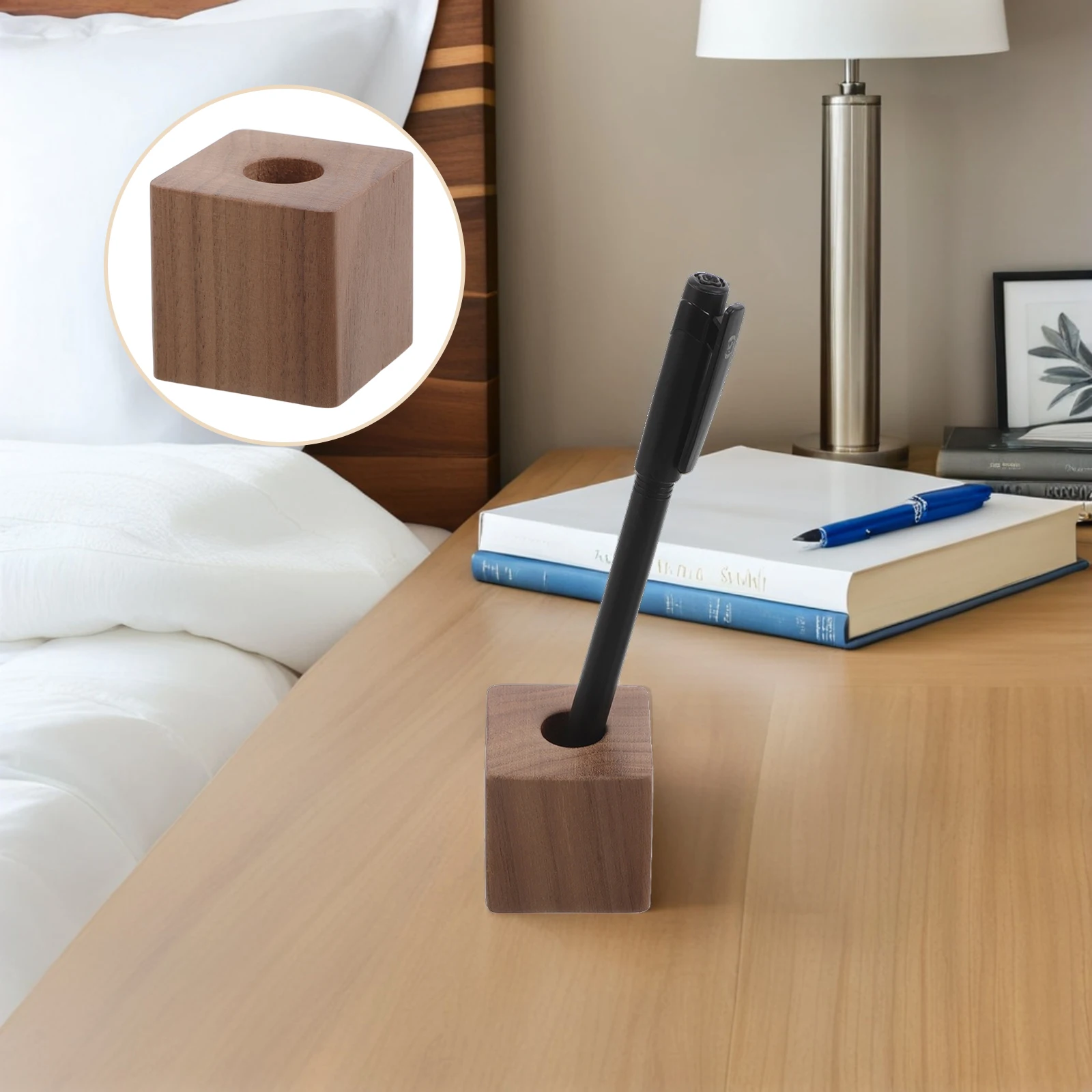 

2 Pcs Walnut Pen Holder Minimalist Stand Office Supply Organizer Desk Accessory Wood for Natural