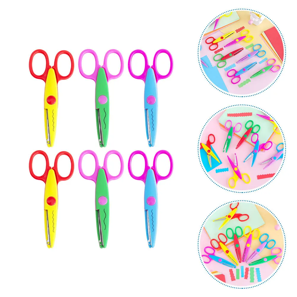 6 قطعة مقص قسط Abs الفولاذ المقاوم للصدأ الدانتيل قطع الحرفية Diy بها بنفسك مقص السلامة مدورة الزاوية الراحة قبضة