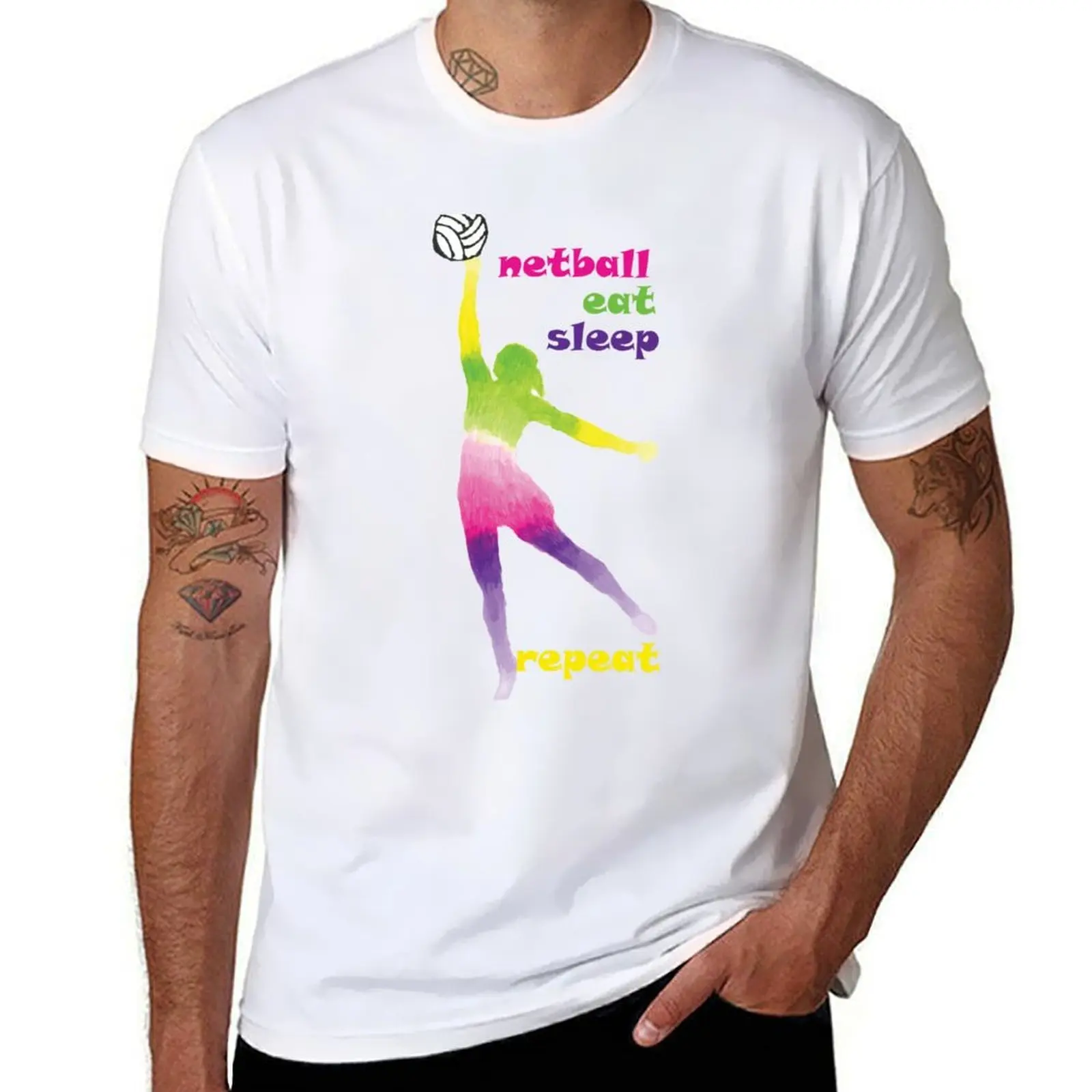 

Netball Eat Sleep Repeat T-Shirt t shirts cotton 100% black cotton t-shirt plain for man package T-Shirt