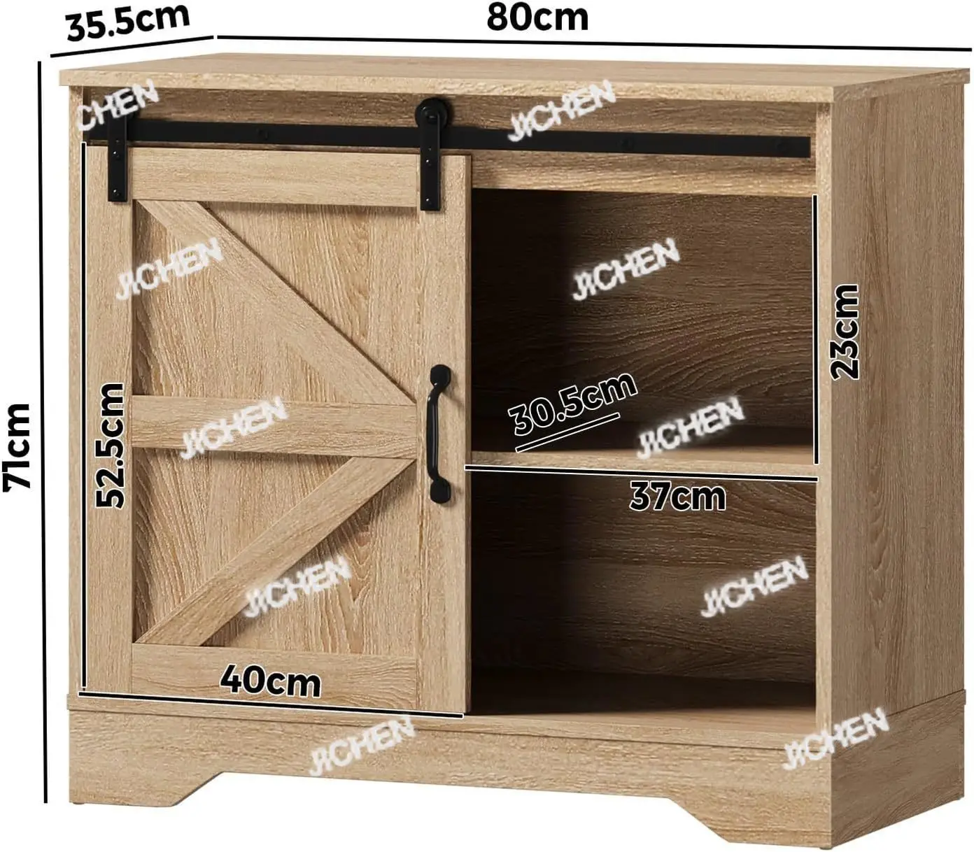 

Buffet Cabinet with Slide Door 80 x 35.5 x 71cm Hallway Storage Cabinet Cupboard Natual