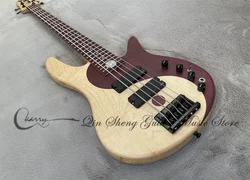 5 String Bass Guitar Yin Yang Tai Chi Bass Fora Bass Red PURPLEHEART Fingerboard Alder Body Fixed Bridge Black Tuner