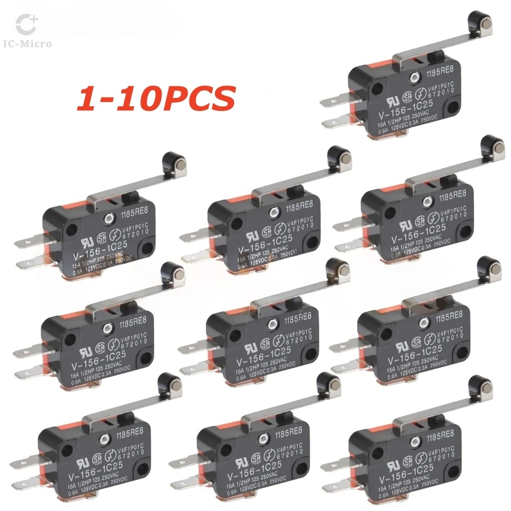 XZG 1PCS/10PCS V-156-1C25 15A The micro switch, Push Button SPDT Momentary Snap Action Limit switch, travel switch