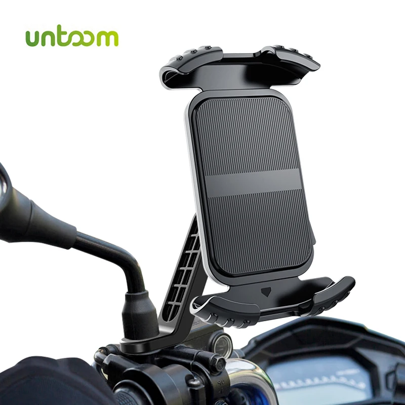 Untoom Motorcycle Phone Holder Stand Motorbike Scooter Rear View Mirror Phone Mount for iPhone Xiaomi Samsung Huawei GPS Support