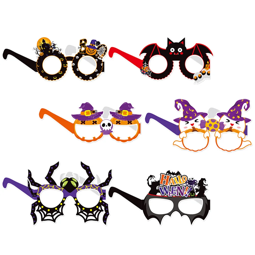 

6 шт., бумажные очки на Хэллоуин, декоративный реквизит для вечеринки, забавные очки, костюмные очки, аксессуары для фестиваля Хэллоуина