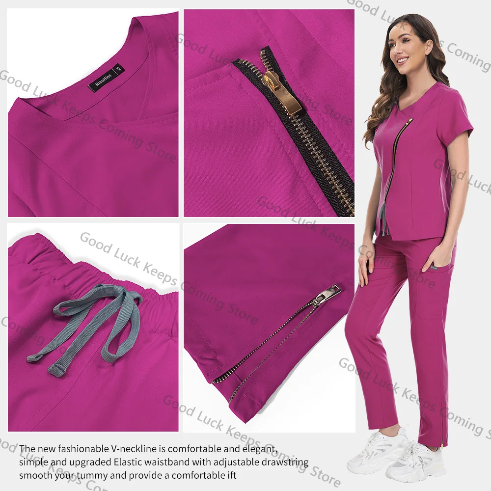 Medical Uniform Women Scrubs Nursing Suits Hospital Doctor Scrubs Tops Pants Suits Multicolor Surgery Workwear Surgical Uniforms