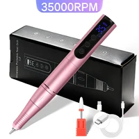 Taladro de uñas portátil recargable de 35000RPM con pantalla LCD, lijadora de uñas para esmalte de Gel acrílico, herramienta profesional para uñas