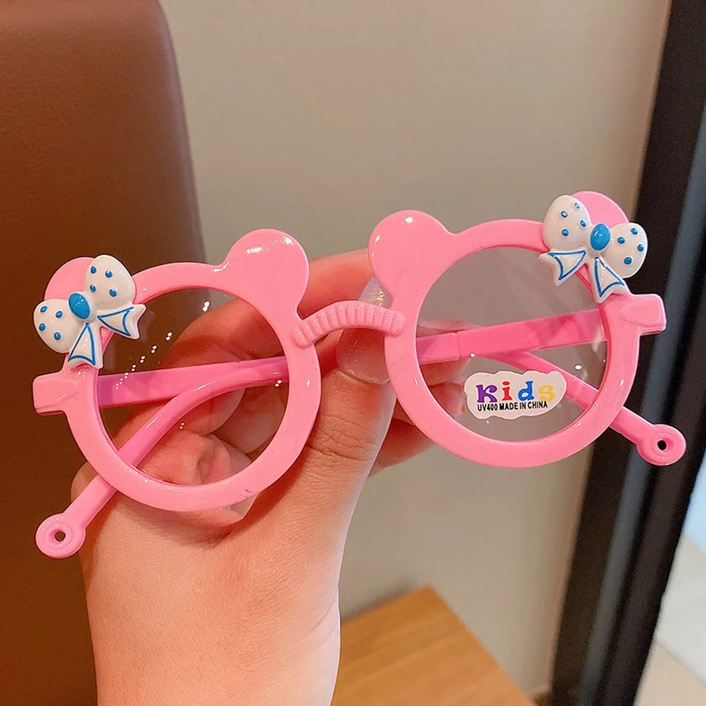 KLASSNUM Round Frame Eyewear Uv400 Sunglasses Cute Bow Sun Glasses Cartoon Eyeglasses For Daily Party Photo Goggle Eyewear