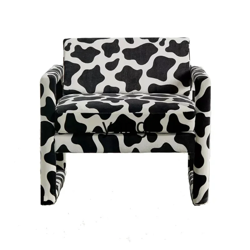 Yhl simple modern black and white spotted fabric single sofa creative leisure chair