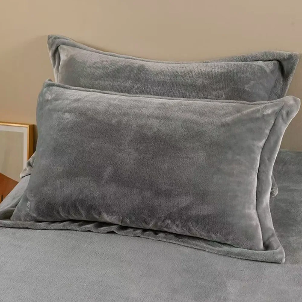 Warm Flannel Pillowcase Soft Envelope Opening Sleeping Pillow Cover Skin-friendly Solid Color Winter Pillow Cover Dormitory