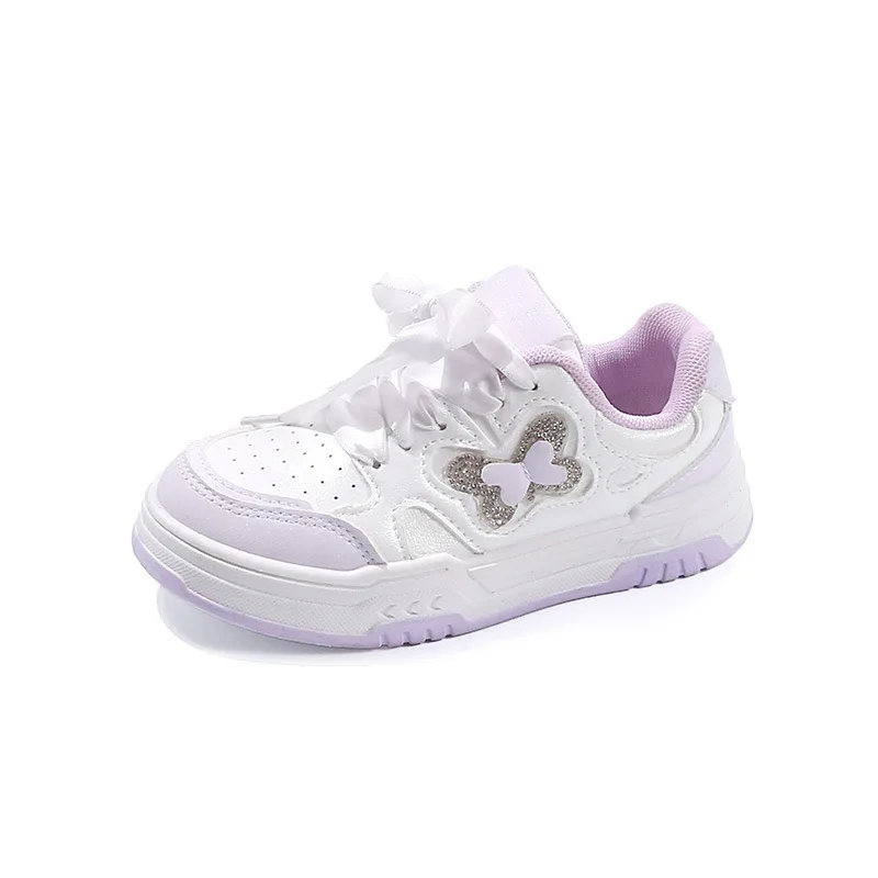 Girls Casual Shoes Princess Style Children Sports Shoes Thick Soft Sole 2024 New Sweet Fashion Girls Sneakers with Butterfly