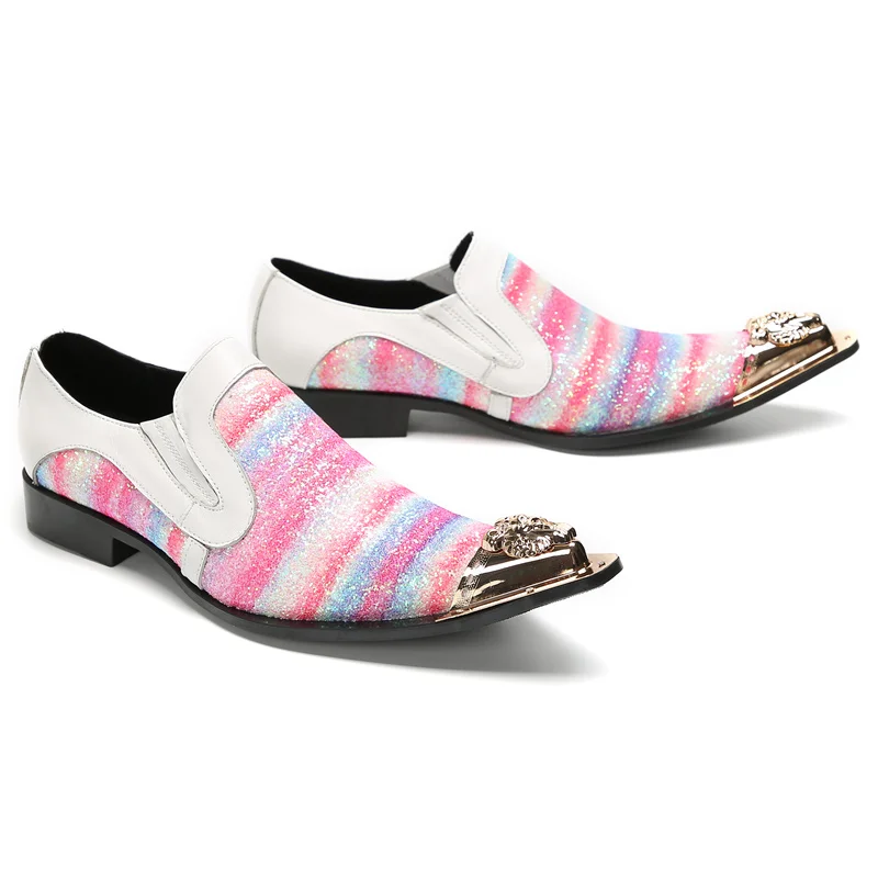 Brett Frühling Herbst Schuhe für Männer Metalle Hut Spike rosa Business Bankett Party sozialisieren Rindsleder Hochzeit Herren schuhe – Detail 19