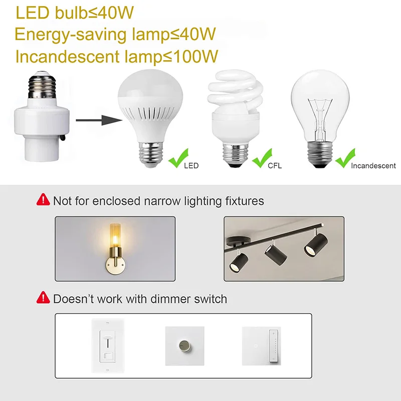 E27 AC85-265V Infrared Smart Convertible LED Lampholder Wireless Remote Control Smart Timer Light Bulb Socket Adapter Converter