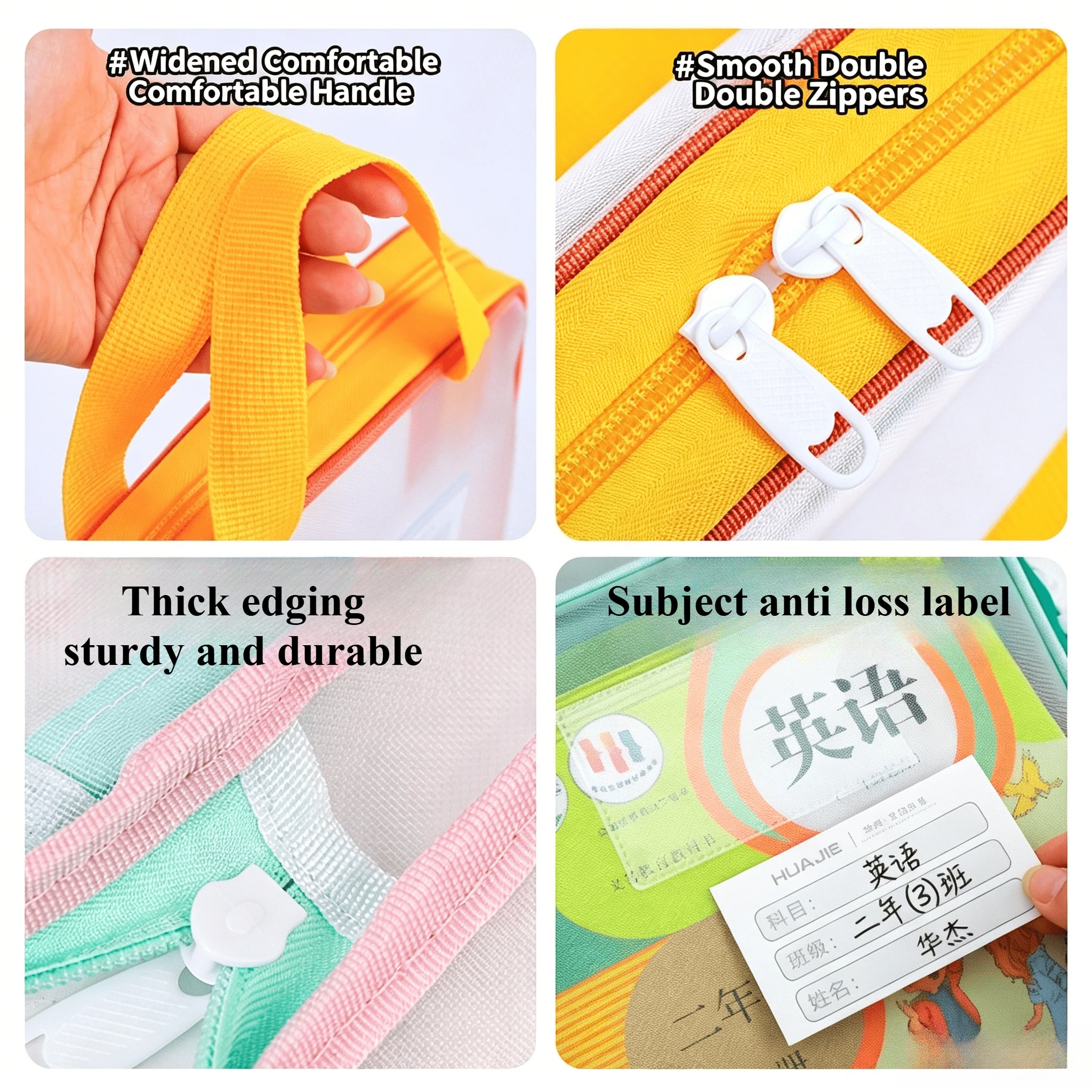 3-lagige Aufbewahrungstasche mit großer Öffnung | Farbenfrohe Tragbare Nachhilfetasche, Schreibwaren-Organizer, EVA-Material, Zeitgenössischer Stil. – Detail 2