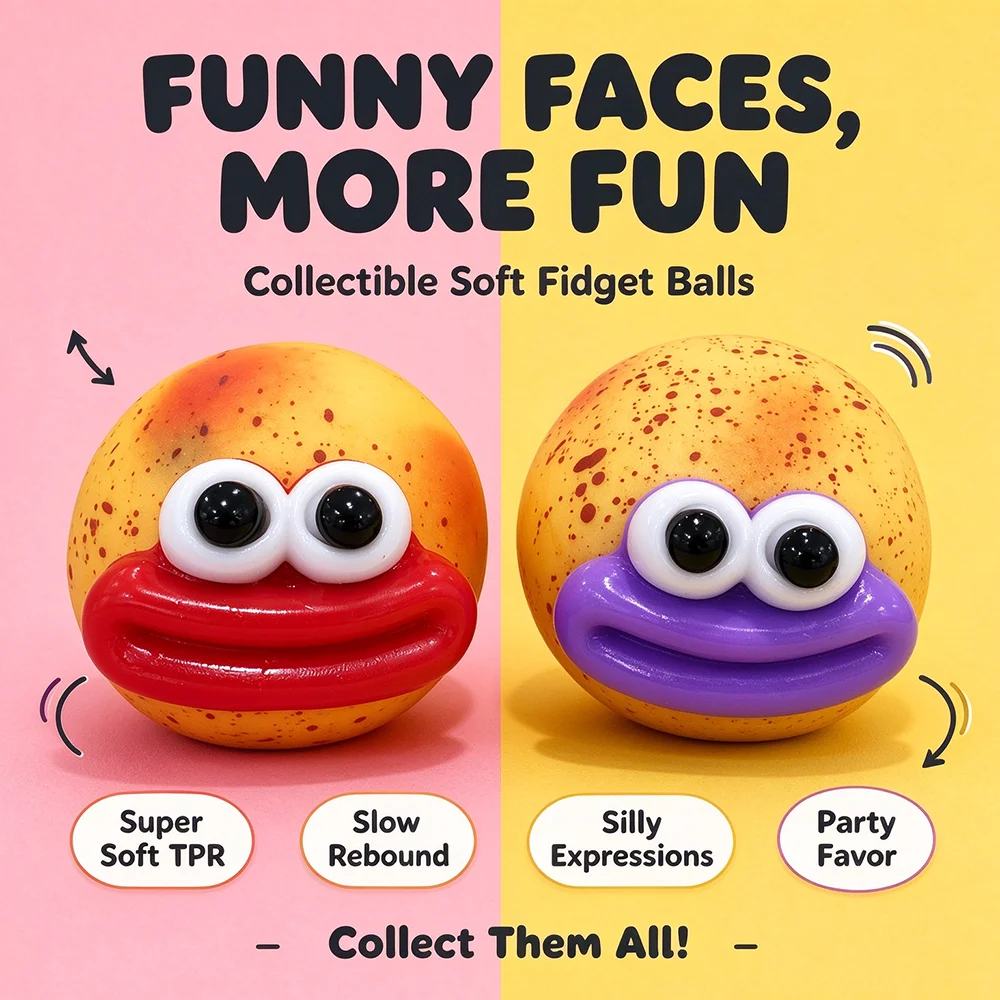 Creative Block Potato Expression Pinch Toy Cute Cartoon Funny Slow Rebound Stress Relief Fidget Toy Novelty Gag Gift for Kids Adults Birthday Christmas Halloween Easter Party Favors Stocking Stuffers