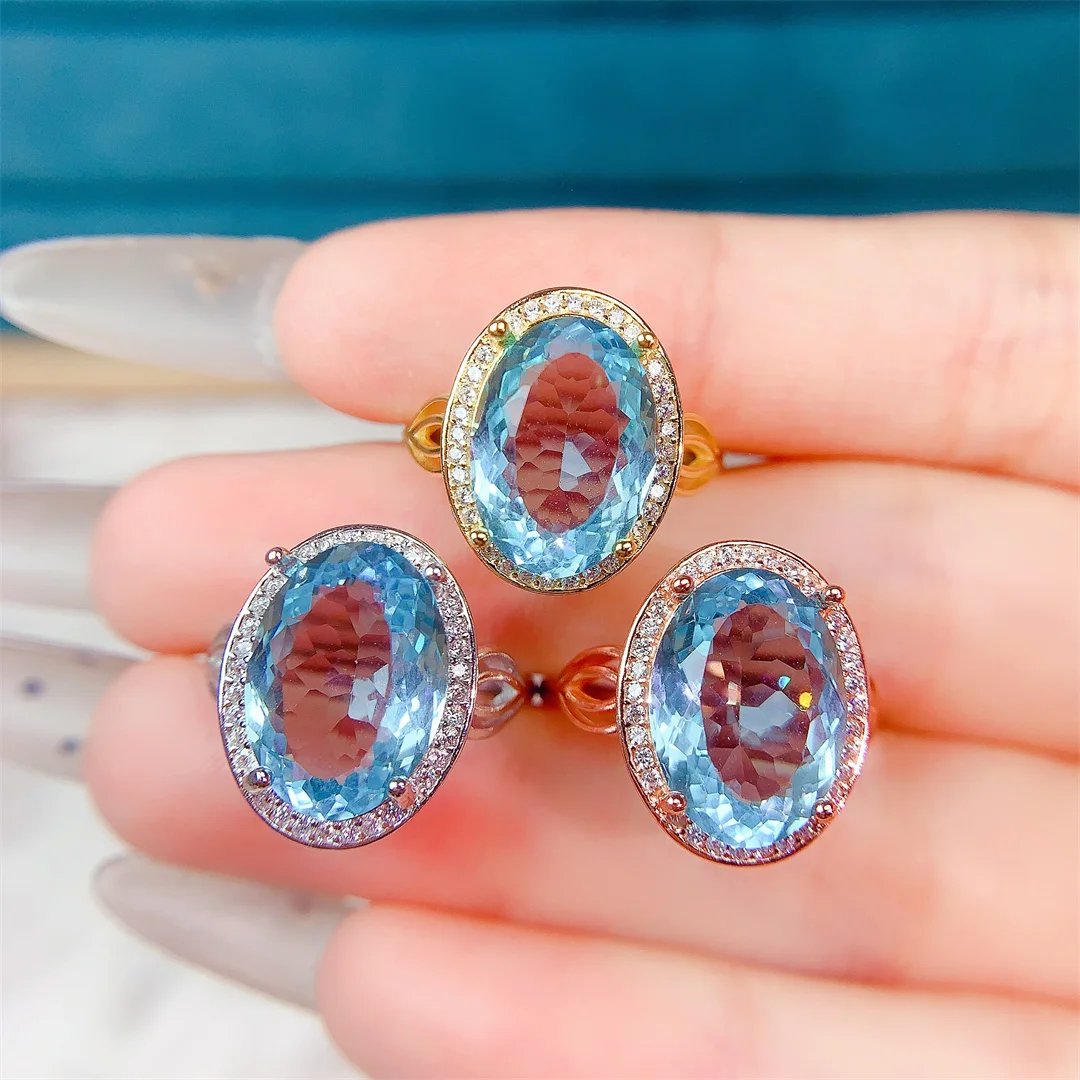 

Charming Topaz Gemstone Ring Polished S925 Silver Feminine Refined Jewelry Engagement for Women