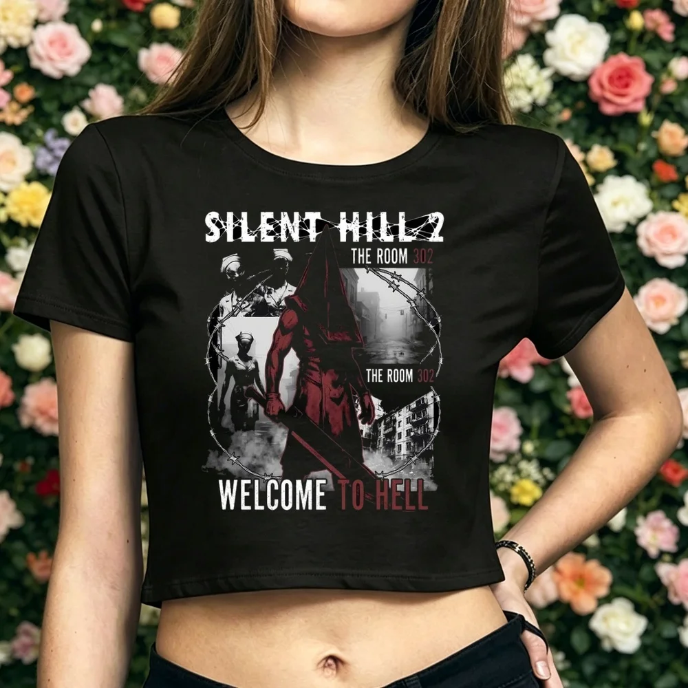 Silent Hill crop top shoujo cute cutecore graphic japan japanese top tees gothic dollette japan harajuku y2k
