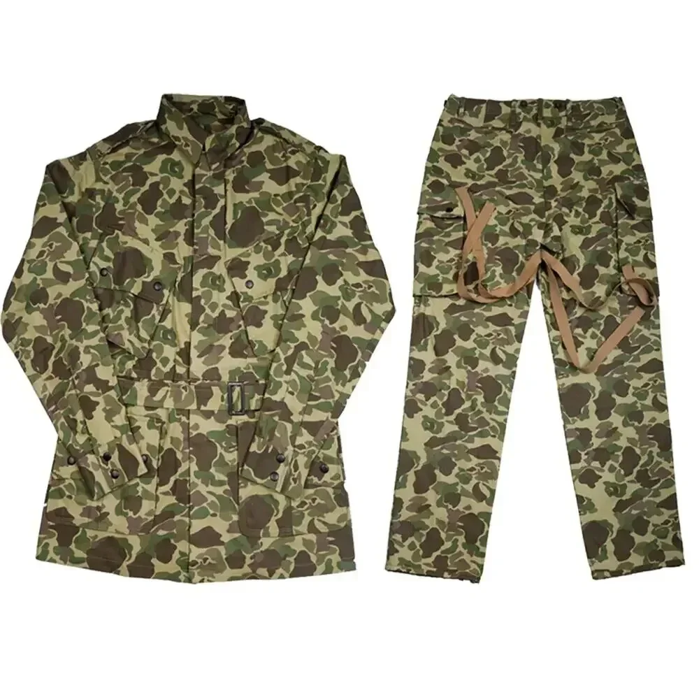 Segunda guerra mundial m42 uniforme camuflado paraquedista conjunto retro paraquedista eua hbt jaqueta e calças conjunto uniforme m42 jaqueta de soldado