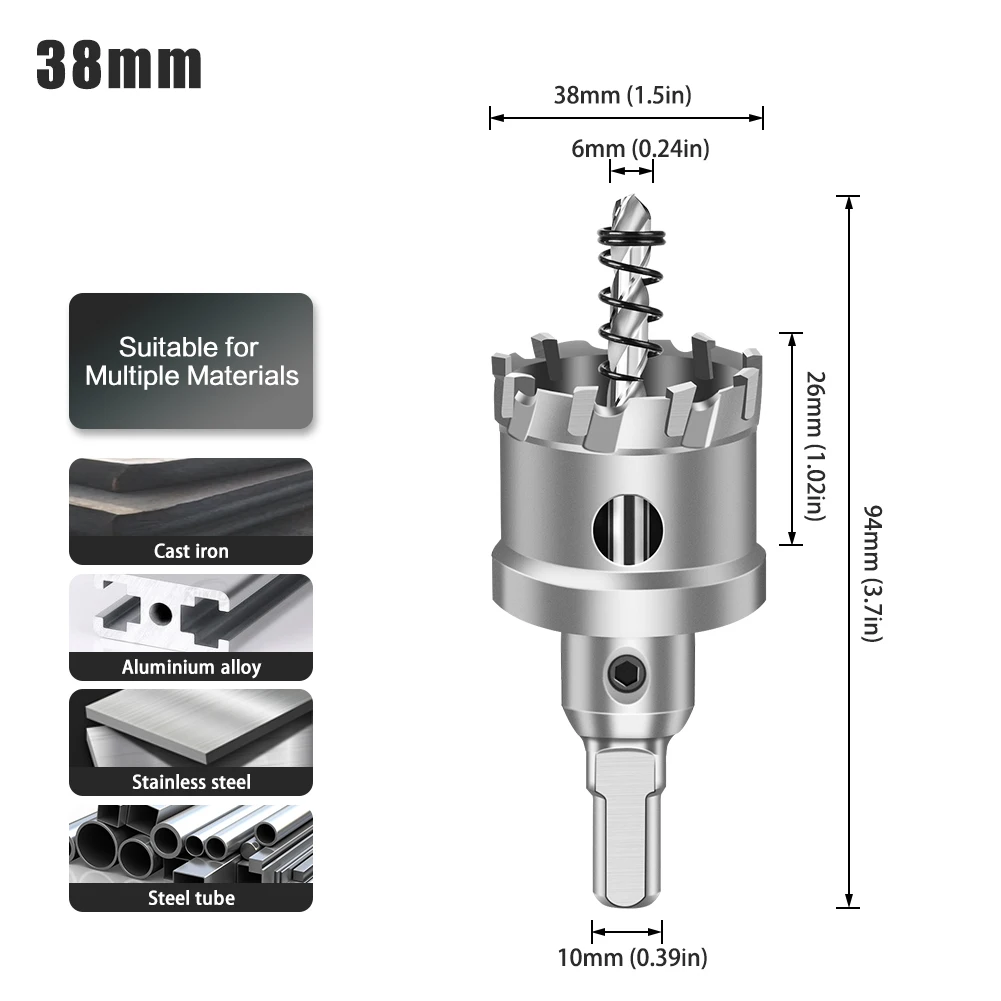 Carbide Hole Saw Broca, Cortador De Aço Inoxidável, Perfuração De Liga De Metal, TCT, 12-160mm, 1Pc